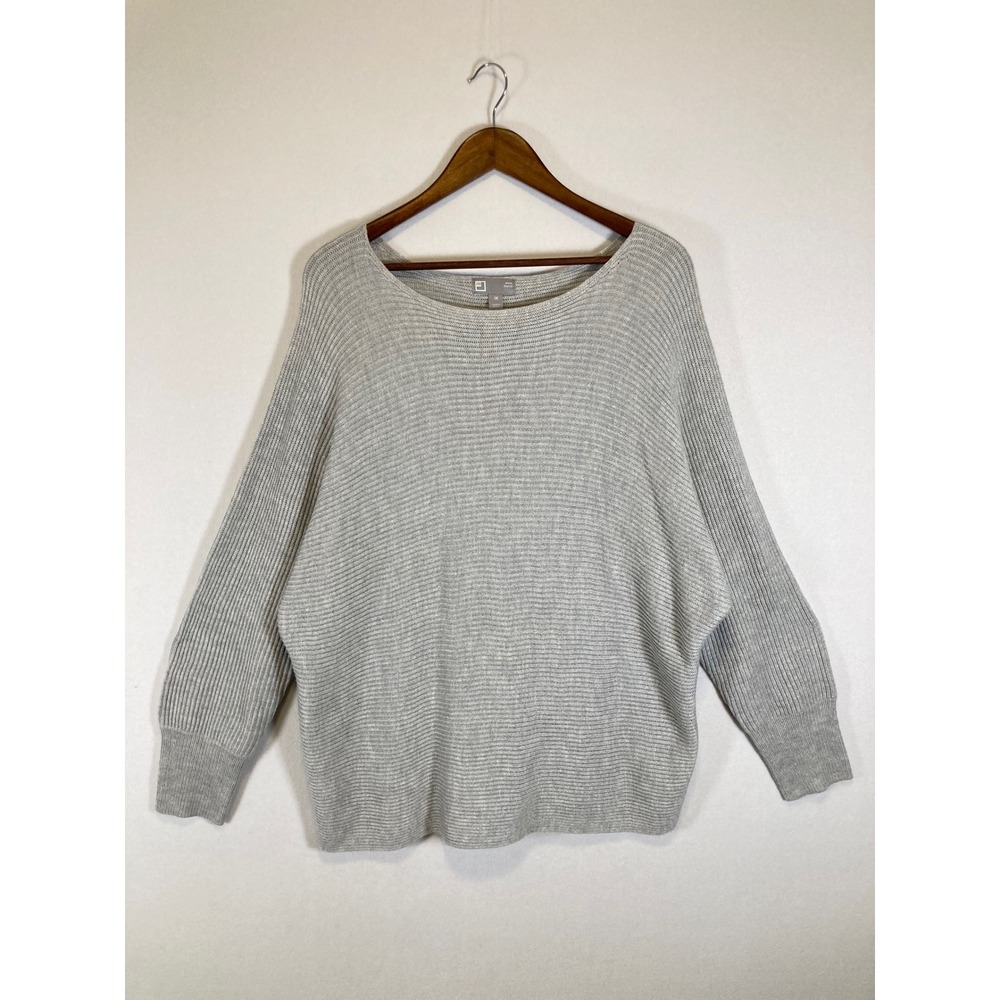 Minimalist JCP Women‎ 1X Light Grey Wool Blend Ribbed Dolman Sleeve Sweater